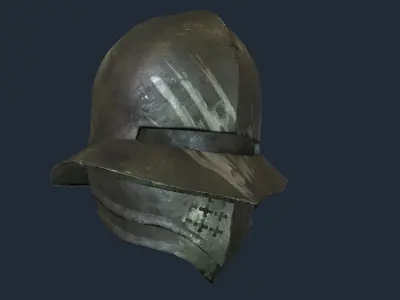 Medieval Helmet Low-poly 3D model 7
