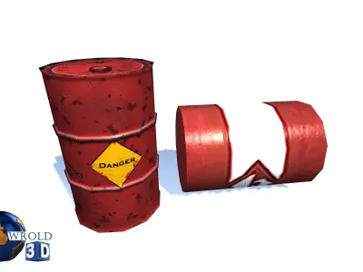 Explosive barrel cylinder Pack Lowpoly 3d model Low-poly 3D model