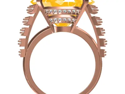 Antique Yellow Sapphire Cocktail Ring for Women 3D print model