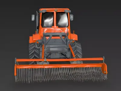 Terra-Sweep Heavy Beach Groomer Tractor Low Poly 3D Model Low-poly 3D model