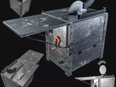 Table Saw Machine Low-poly 3D model
