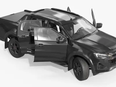 Off-Road Isuzu Pickup 2025 Black Rigged 3D model