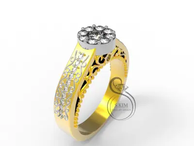 Flower ring removeable outside part 3D print model