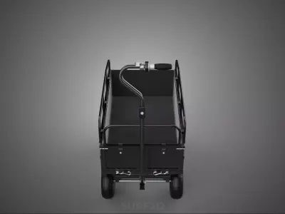 BLACK DARK MOTORIZED BED RAILS DETACHABLE MESH CLOTH POCKET CART 3D model