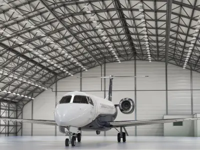 Private Jet Embraer Legacy 650E In Aircraft Hangar 3D model