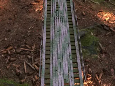 Narrow Wooden Bridge Free 3D model