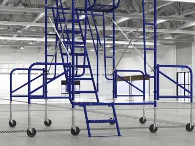  Construction Rolling Stair Tower 21ft Blue Silver 