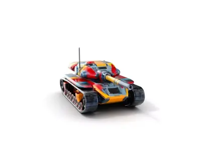 Colorful Battle Tank Model Pack for Game and Film Production Low-poly 3D model