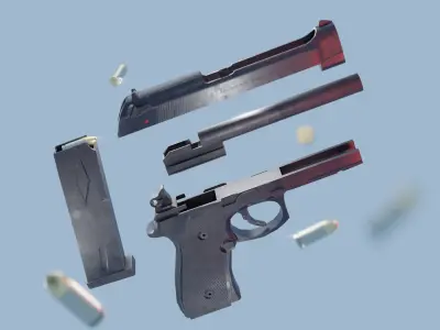 Beretta 92 Pistol Low-poly 3D model