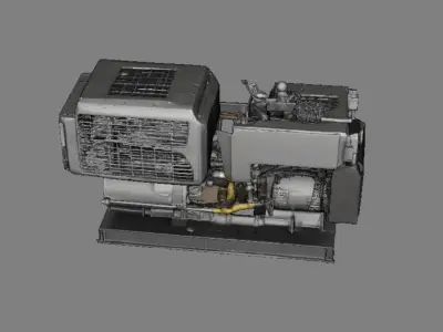 Industrial Diesel Generator Assembled and Exploded  Low Poly  Low-poly 3D model