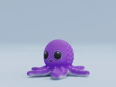 Octopus Toy Cute Purple Low-poly 3D model