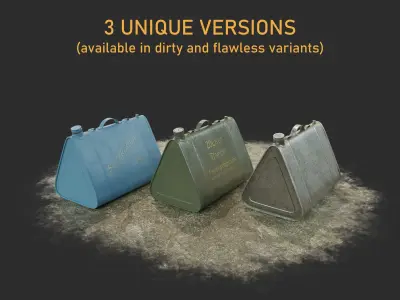 Gameready PBR WW1 Triangular Jerrycan Low-poly 3D model