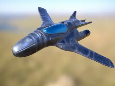 Fighter jet flying in sky Low-poly 3D model