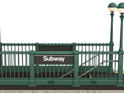 NYC Subway Entrance PBR 01 Low-poly 3D model