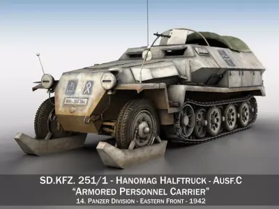 SD KFZ 251 1 - Ausf C - Half-track - Winterkit 3D model