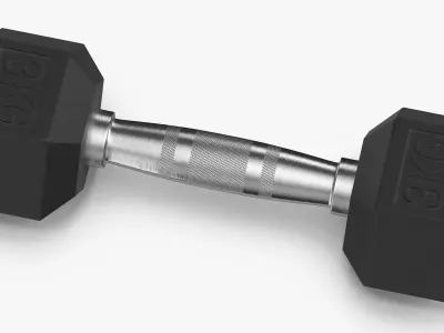 Rubber Dumbbell 3kg 3D model