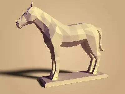 Low Poly Cartoon Horse Low-poly 3D model