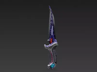 Cartoon Cyber Dagger PBR 3D Model Low-poly 3D model