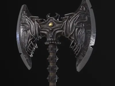 Battle double-sided axe 3D model