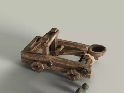 Catapult Animated Free low-poly 3D model