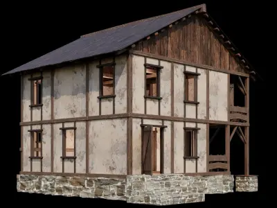 Medieval Houses Pack 07-08-09-10-11-12 - 4K Textures Game Ready Low-poly 3D model