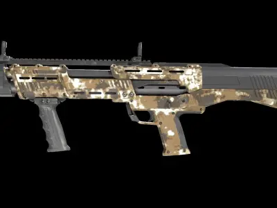 DP12 Shotgun Desert Camo texture Low-poly 3D model