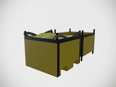 Industrial Metal Waste Bin Low-poly 3D model