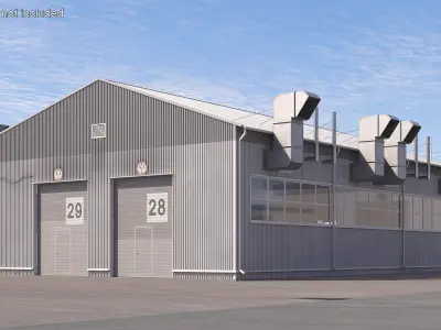 Industrial Workshop Building Simplified 3D model