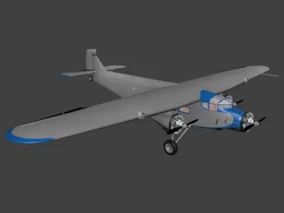 Ford Trimotor Low-poly 3D model