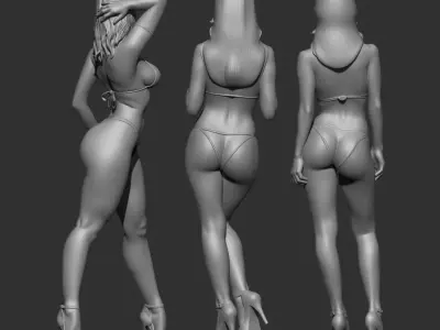 Bikini car girls set 1 for scales 1-64-87-43-48-35-32-24-20-18 3D print model