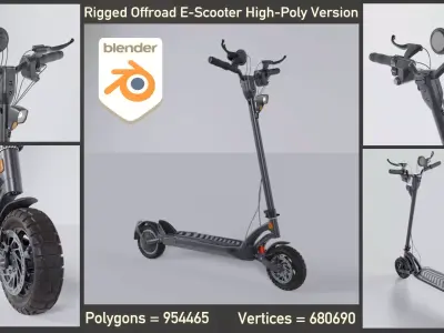 Rigged Offroad E-Scooter High-Poly Version 3D model
