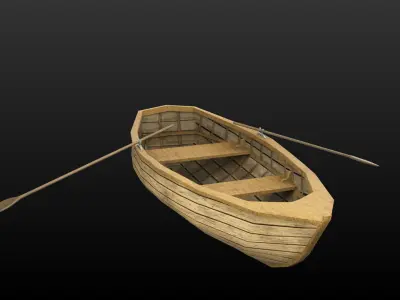 Low poly boat row Low-poly 3D model