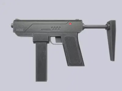Minimal gun Low-poly 3D model