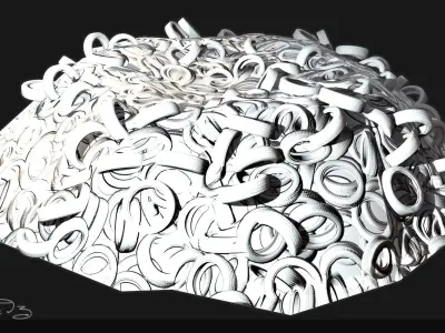 Low Poly PBR Tyre Pile Low-poly 3D model
