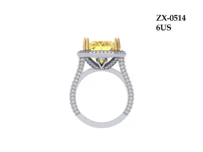  Asscher Art -deco Ring 3D print model