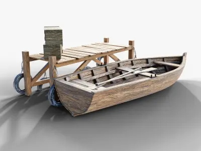 Bridge  Boat Low-poly 3D model