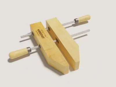 Wooden handscrew clamp Low-poly 3D model