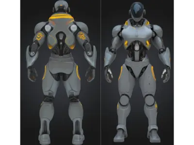 Sleek Android Male Robot Low-poly 3D model