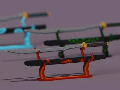 catans with the elements 3D model