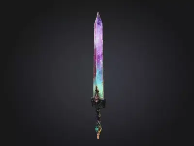 Mystic Prism Blade Fantasy Crystal Sword Low-poly 3D model
