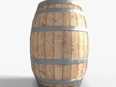 Wooden barrel 3D model 6