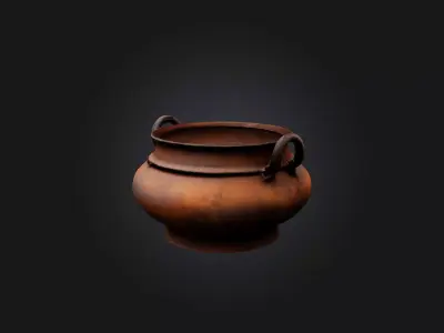 Rusted Iron Pot Low-poly 3D model