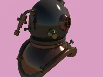 Chinese diving helmet Low-poly 3D model