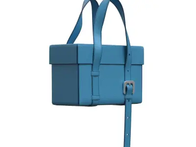 Blue Leather Box Tote Bag 3D model