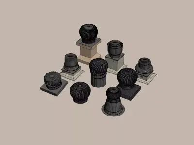 Outdoor factory roof ventilation exhaust fan - passive wind cap 3D model