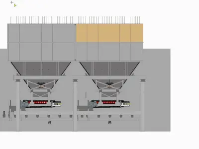 Concerete batching plant feeding hoppers 3D model purchase