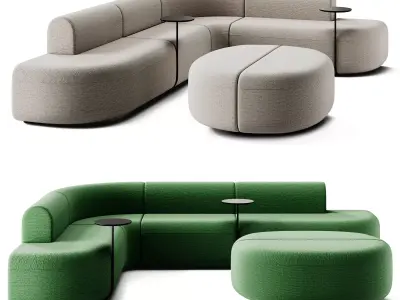 MDD Artico Sectional Sofa with Table Set 3D model