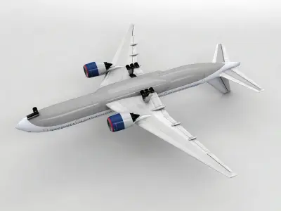 Boeing 777 Airliner - Delta Airlines Low-poly 3D model