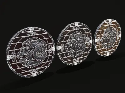 Nordic Night-Mare Shield  Low-poly 3D model