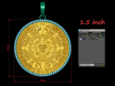 Mayan Calendar 1 and half inch Diamond Pendant  3D print model